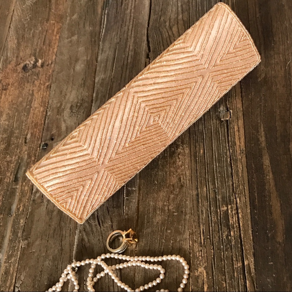 Pretty Gold beaded clutch. NWOT
