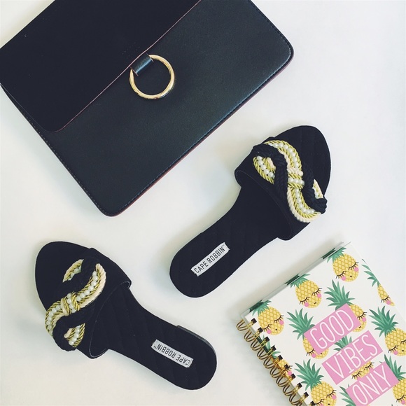 Cape Robbin Shoes - Myra Black Vegan Pearl Slides Mules