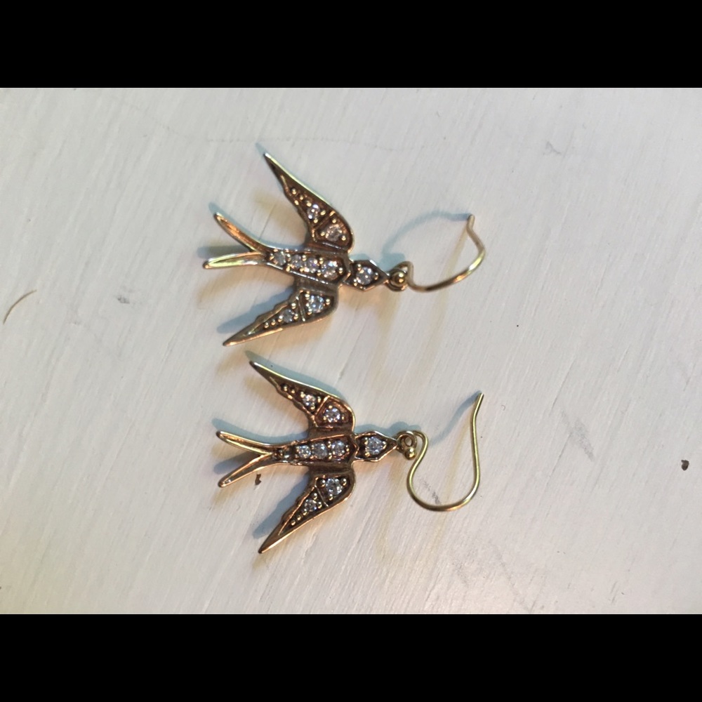 ANTHRO Gold Bird Earrings