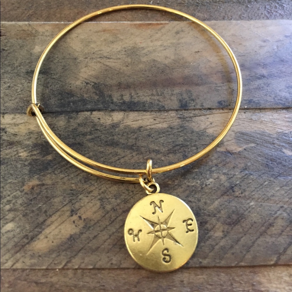 Goldtone Compass Boho Layering Statement Bracelet - Picture 2 of 3