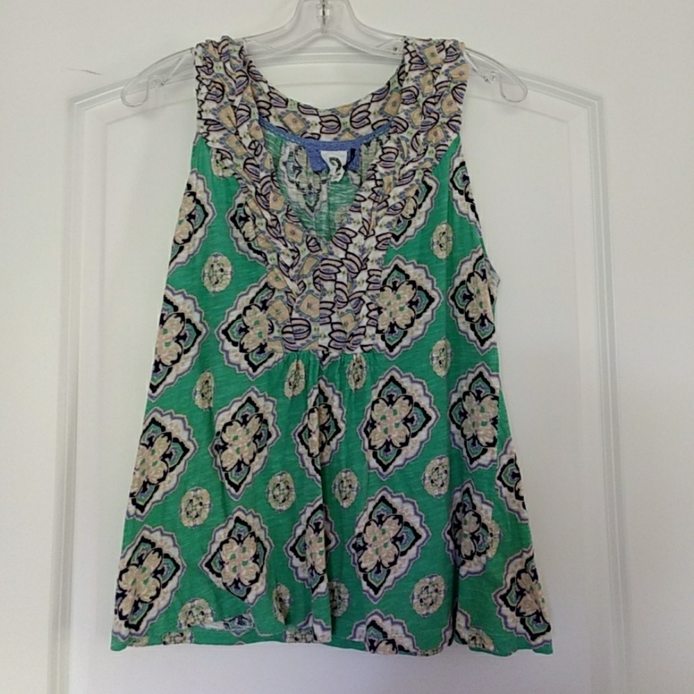 Anthropology tank with woven neck detail