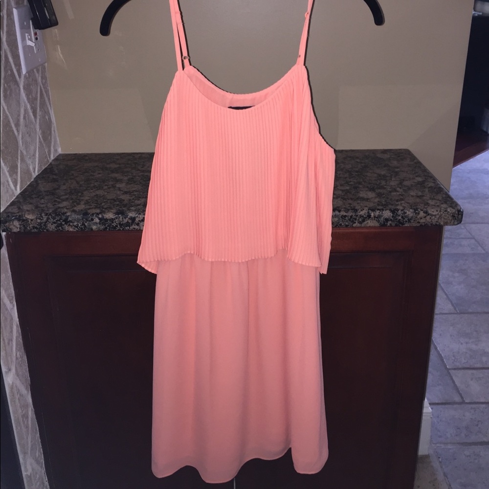 Peach layer accordion style Dress