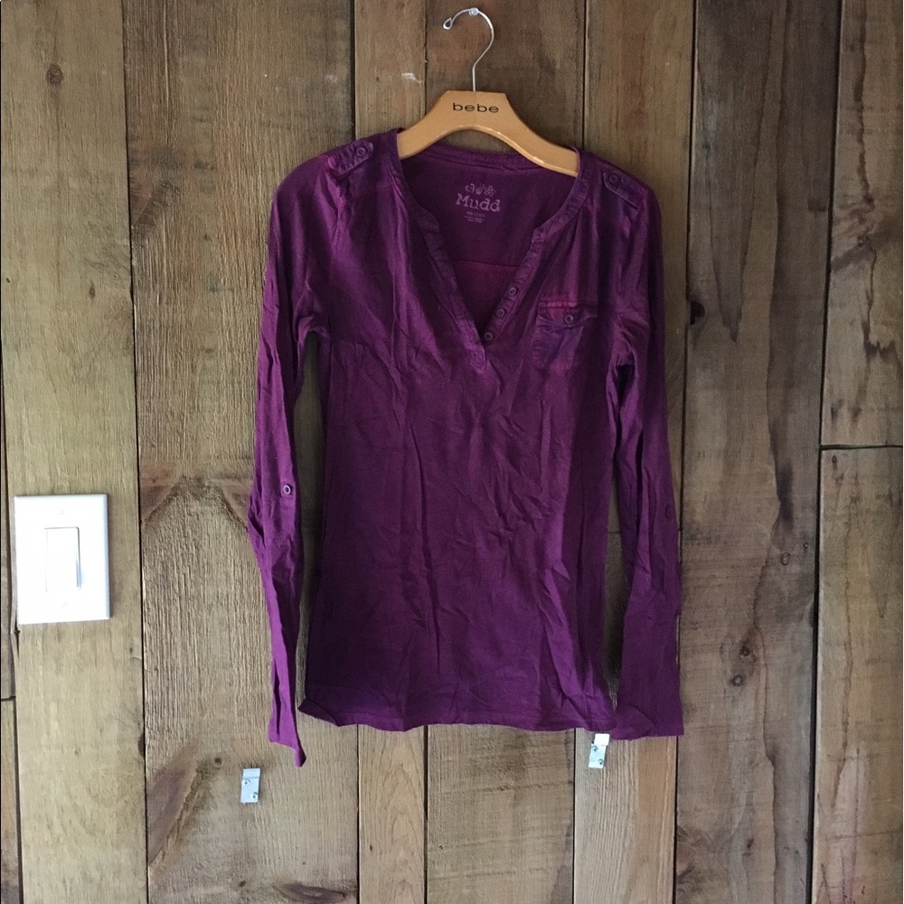 Burgundy washed button tee