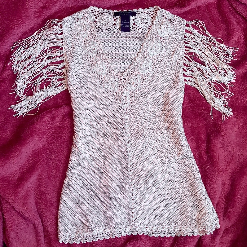 BEAUTIFUL The Limited Handknit beaded tassel tank