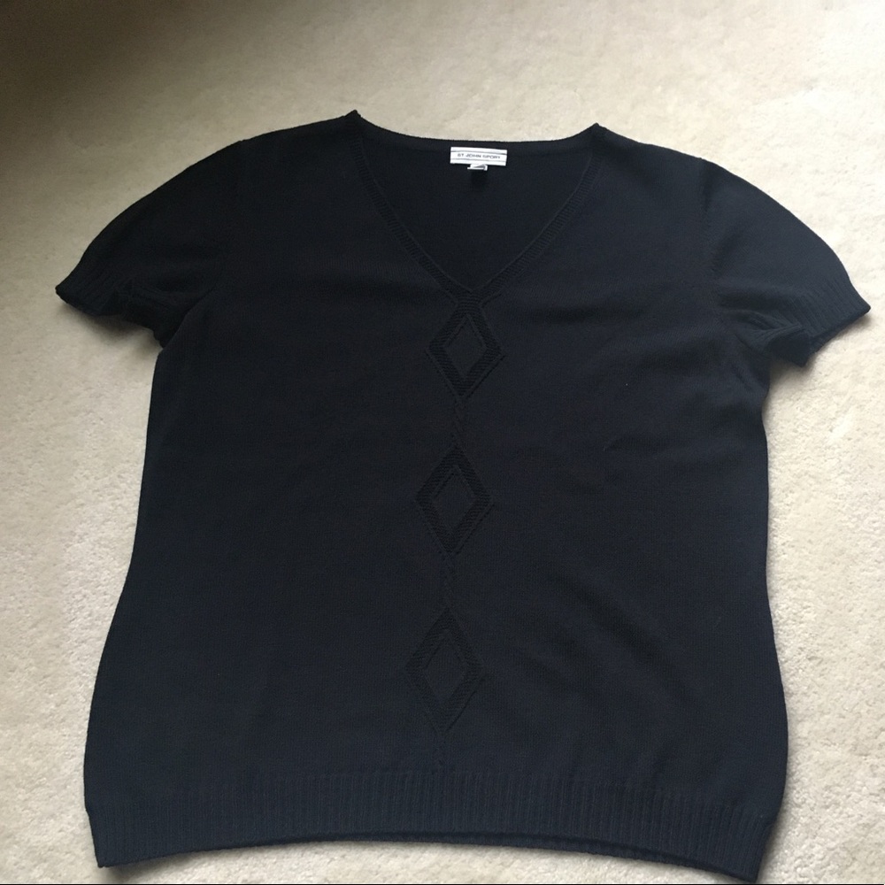 St John Sport Large Navy Blue Knit Top