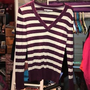 Purple, white sweater