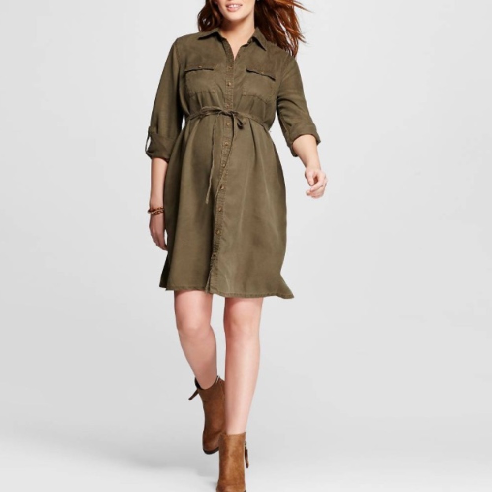 Olive Green maternity dress.