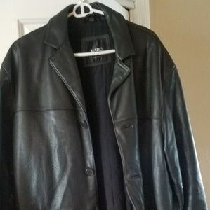 Black leather coat