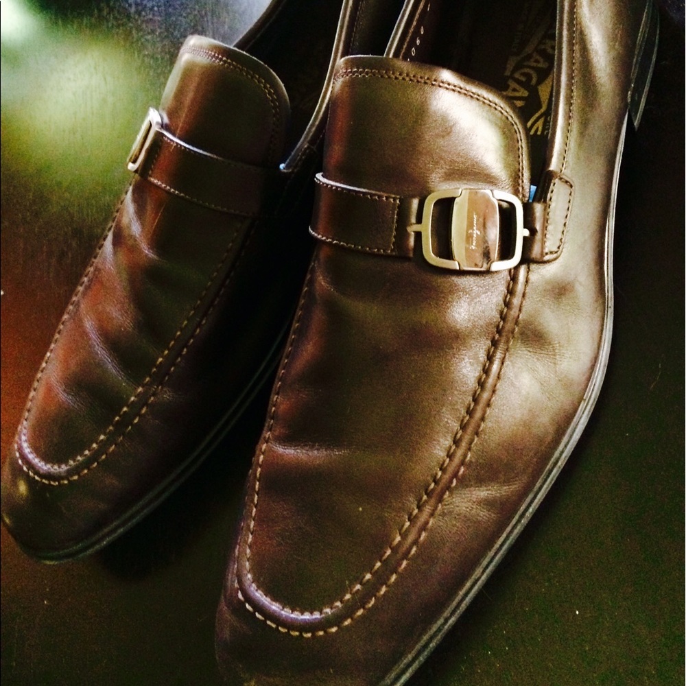 SALVATORE FERRAGAMO - men's brown/maroon loafers