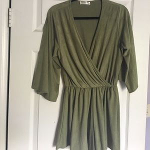 Green velvet romper