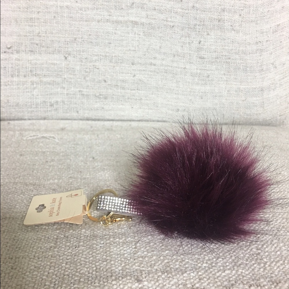 Pom Pom bag charm with rhinestones