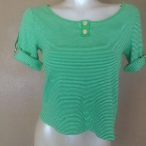 Chaps  green and white shirt  with gold buttons