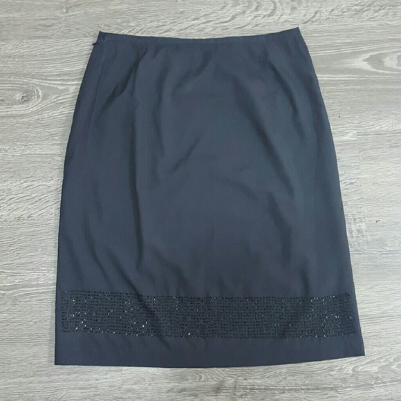 Calvin Klein Black Beaded Skirt Sz 6 - Picture 3 of 4