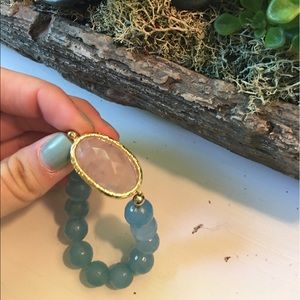 Blue and peach bracelet