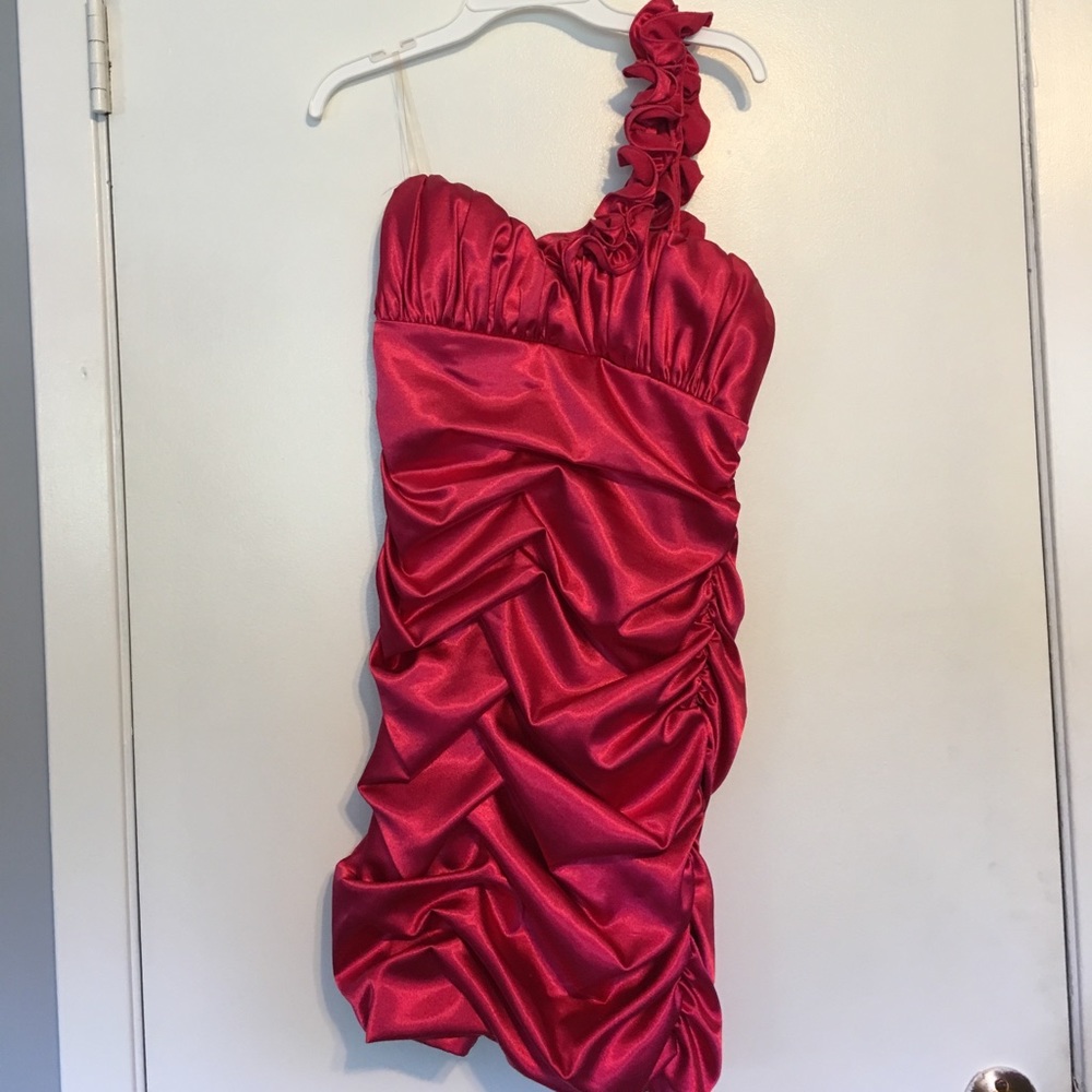 Hot Pink One Shoulder Dress