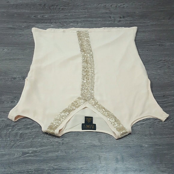 Creme Cold Shoulder Sequin Top Sz Xs - Picture 3 of 4