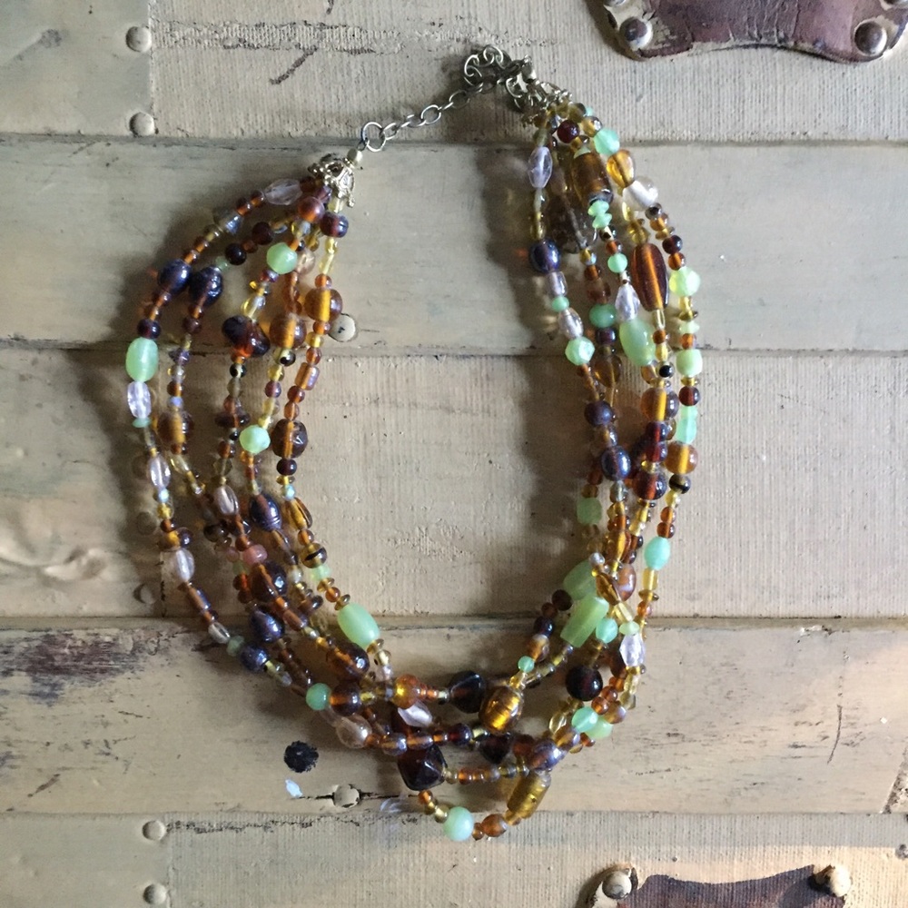 BOHO VINTAGE STYLE ETHEREAL BEADED NECKLACE ADJ