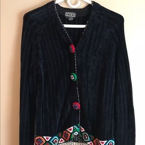Berek Beaded Cardigan Sweater Black Size Small