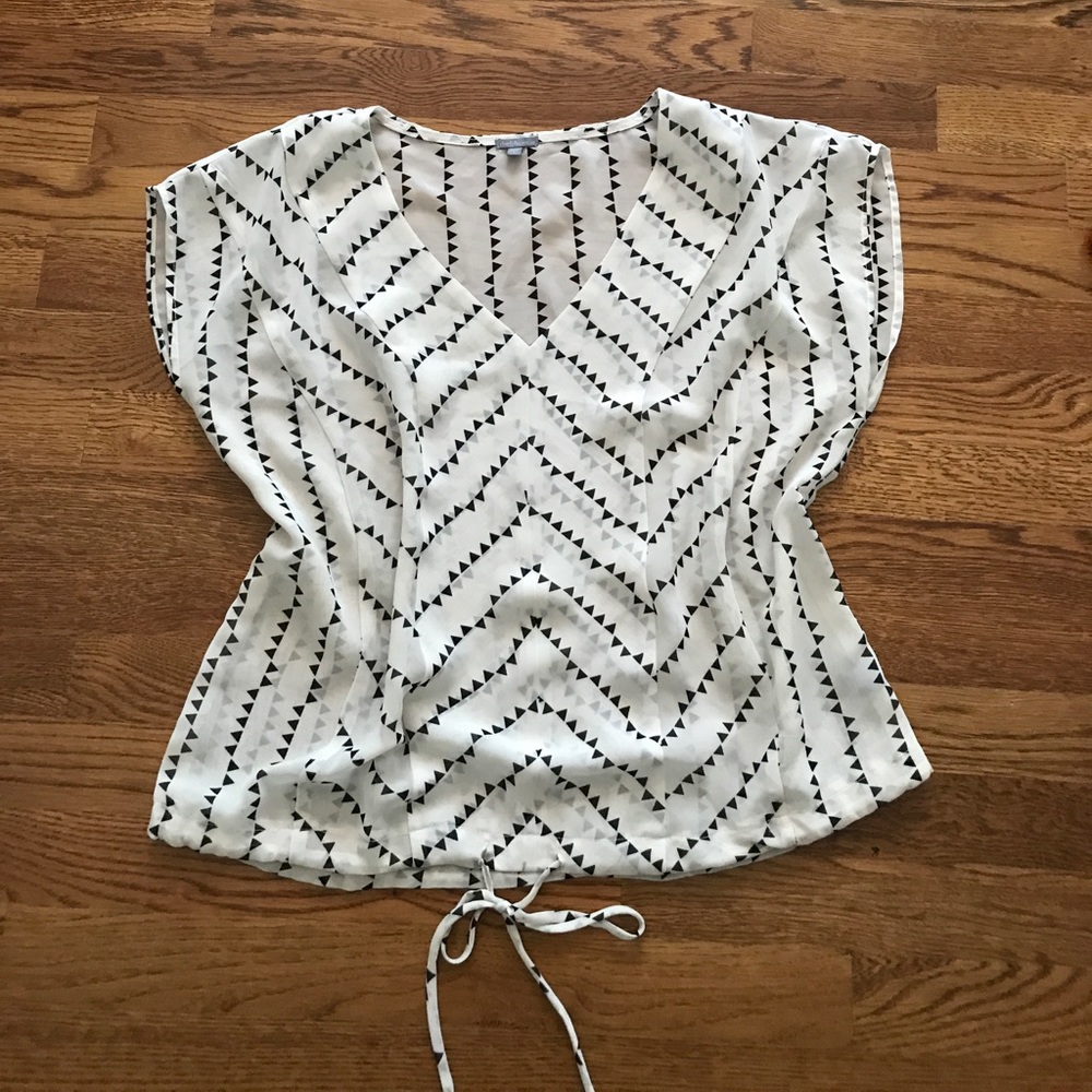 White and black Sheer Top