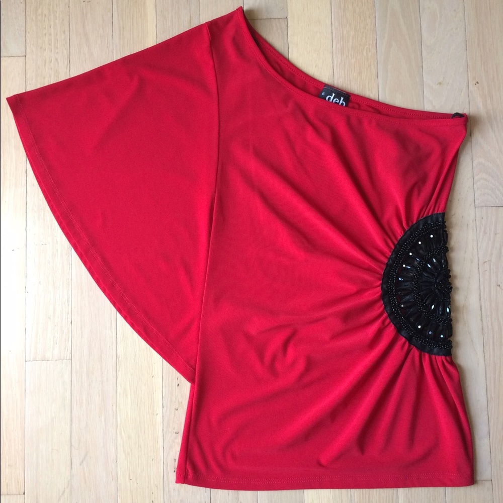 NWT one shouldered beaded butterfly top