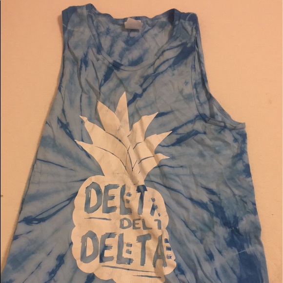 Tri Delta pineapple tank blue tie dye - Picture 1 of 1