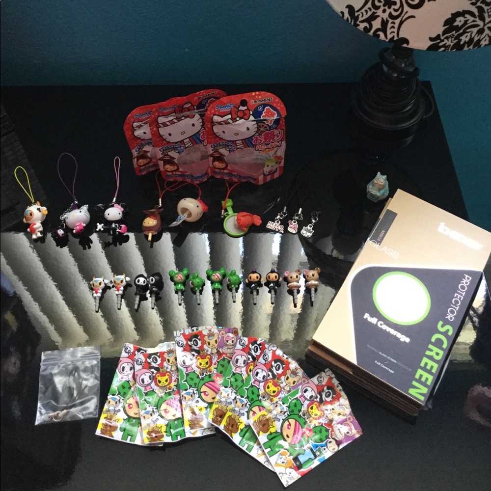 Tokidoki/Hello Kitty Phone Charms/Screen Protector