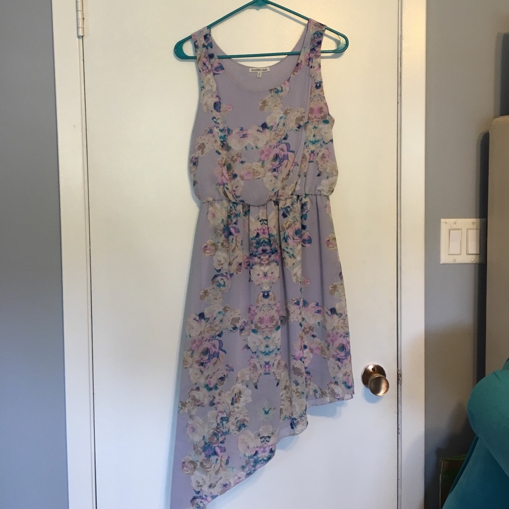 Lavender floral asymmetrical dress