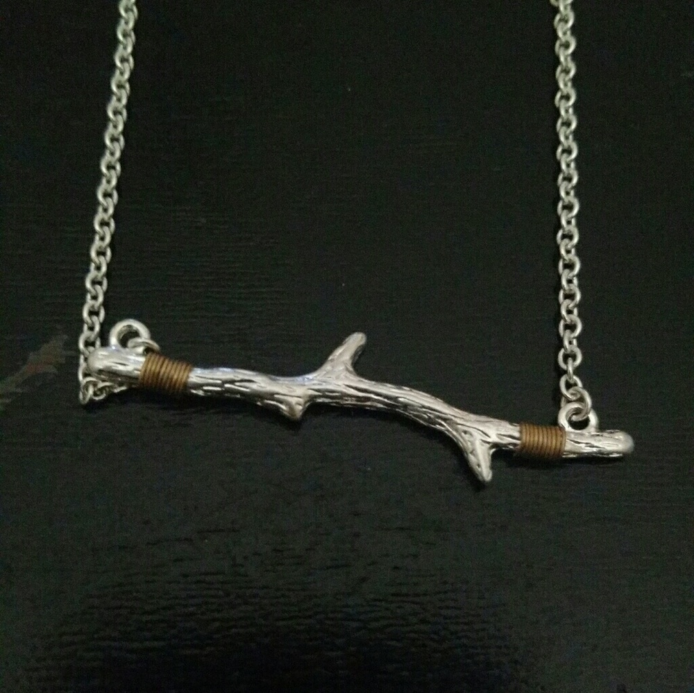 Silver branch necklace with earrings