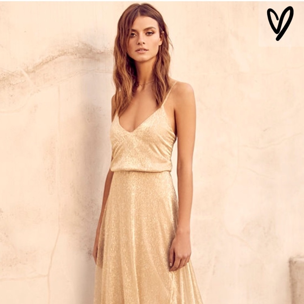 FRIEND OF THE GLAM GOLD MAXI DRESS