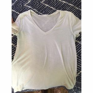 White Grey stripped Lululemon V-Neck Top