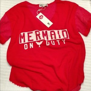 NWOT•Wildfox Mermaid On Duty Top