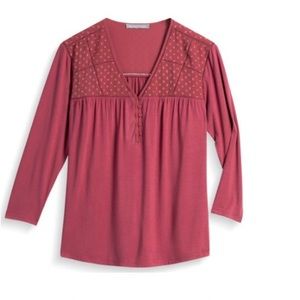 Daniel Rainn XL Cinella Lace Detail Knit Top