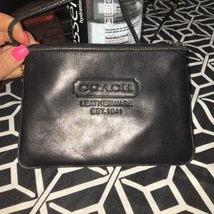 %100 Authentic black leather Coach Wristlet