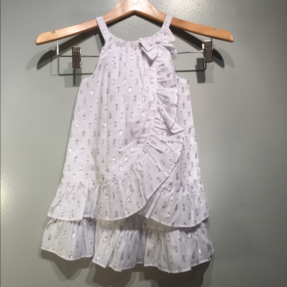 Janie and Jack Other - 🎉HP🎉 Janie and Jack dress white silver 3 ruffled