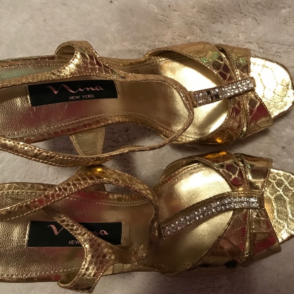 AKIRA Shoes Gold Diamond Encrusted 5 Inch Heels Poshmark