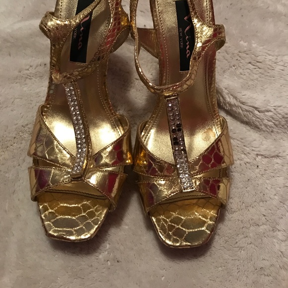 AKIRA Shoes Gold Diamond Encrusted 5 Inch Heels Poshmark