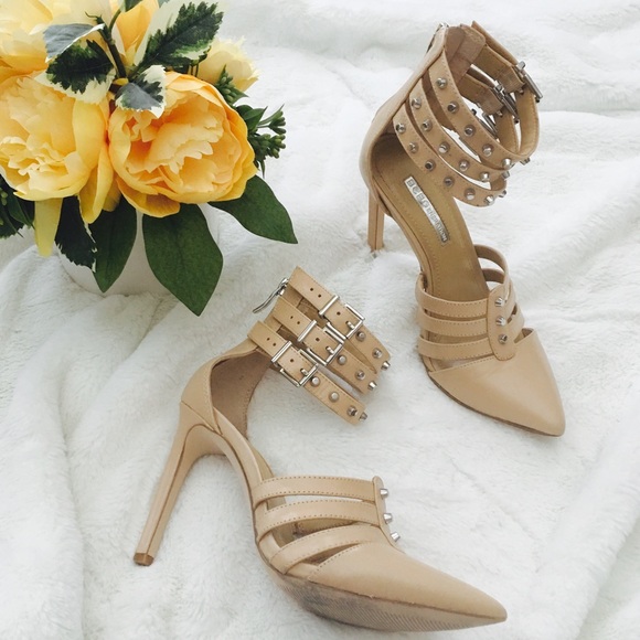BCBGeneration Nude Rock Stud Buckle Heels - Picture 1 of 6