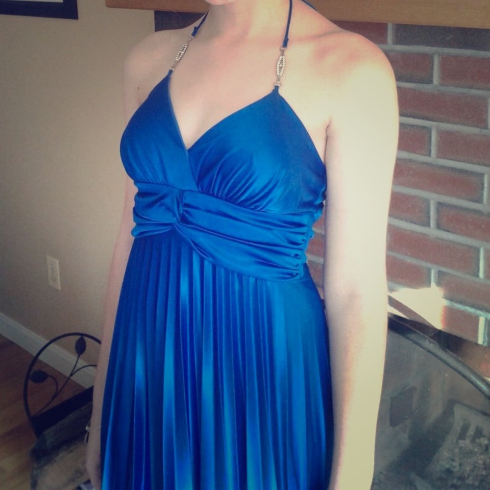 Blue halter dress