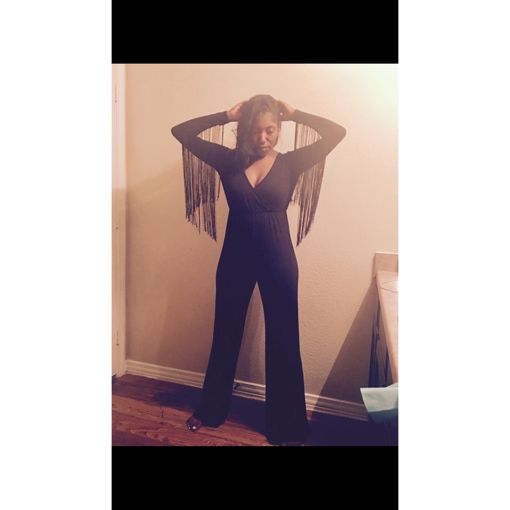 Black fringe jumpsuit