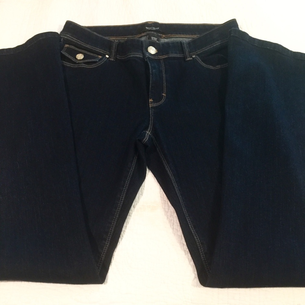 WHBM dark skinny flare jeans NWOT