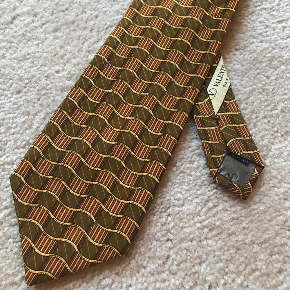 💥HP💥Gorgeous Valentino Cravatte 3 Ties Gold Blue - Picture 5 of 8