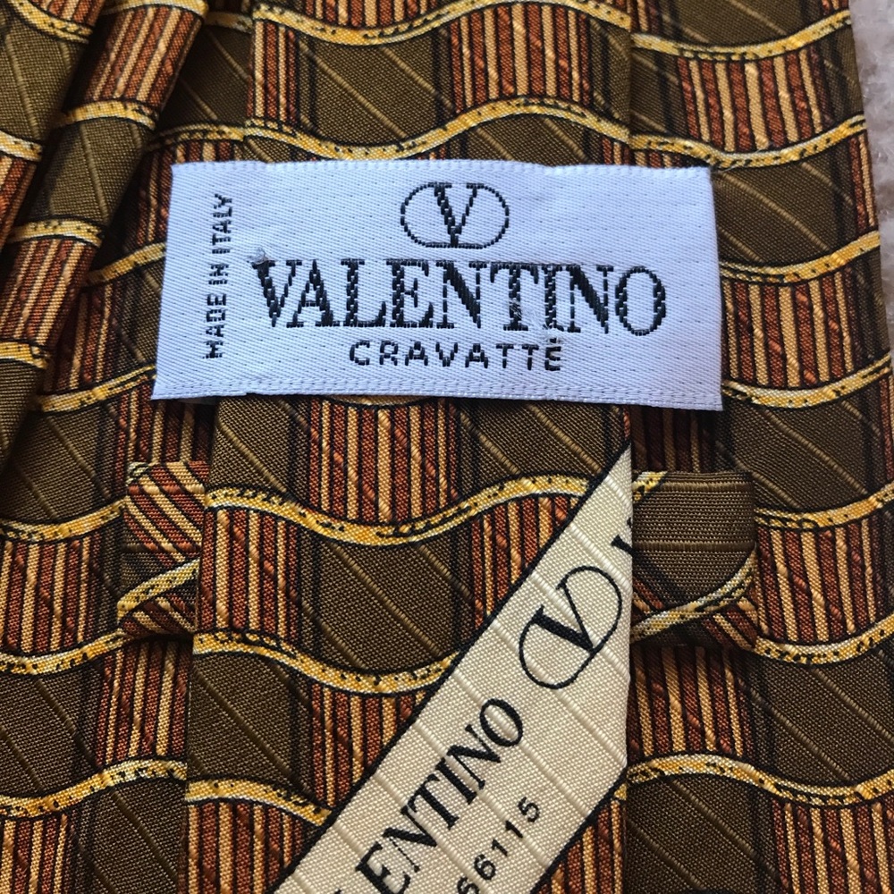 💥HP💥Gorgeous Valentino Cravatte 3 Ties Gold Blue - Picture 4 of 8
