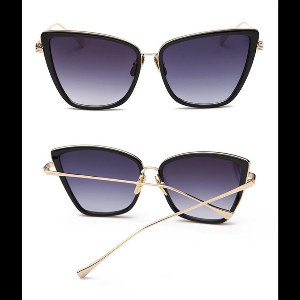 Black with gold trim cat eye sunglasses