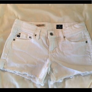 AG Mary Jane Low Rise Cut Off White Denim Shorts