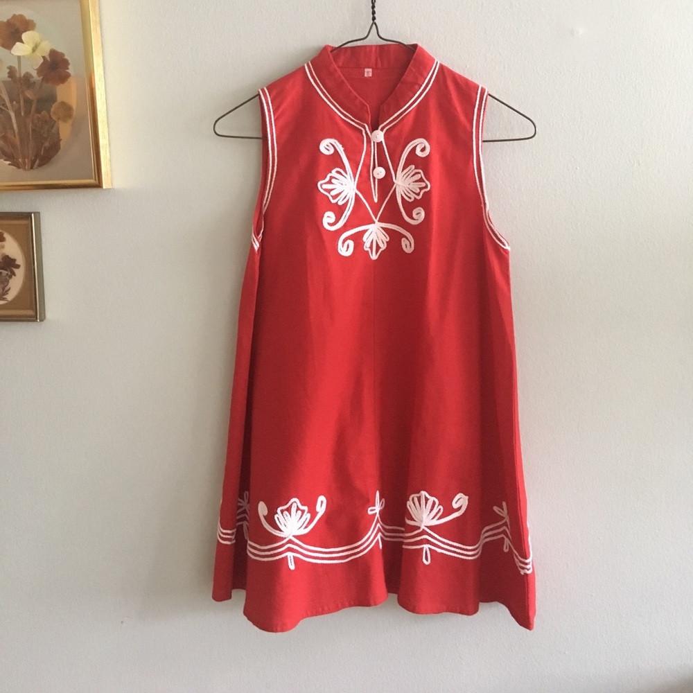 🍄 VINTAGE mod red mini gogo dress