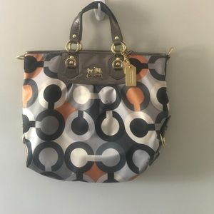Coach monogram silk print bag