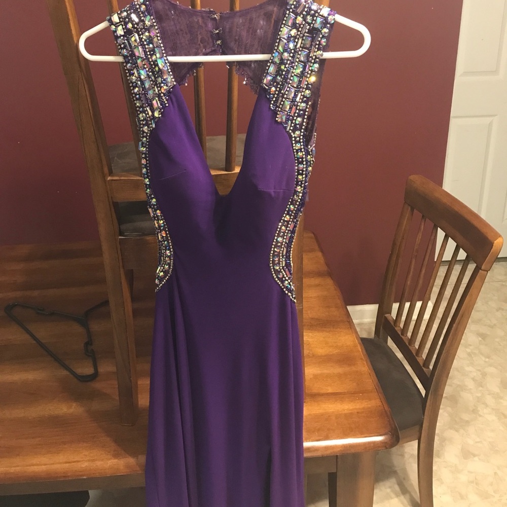 Purple prom dress with beautiful sequins