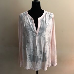 Sheer pink burnout blouse