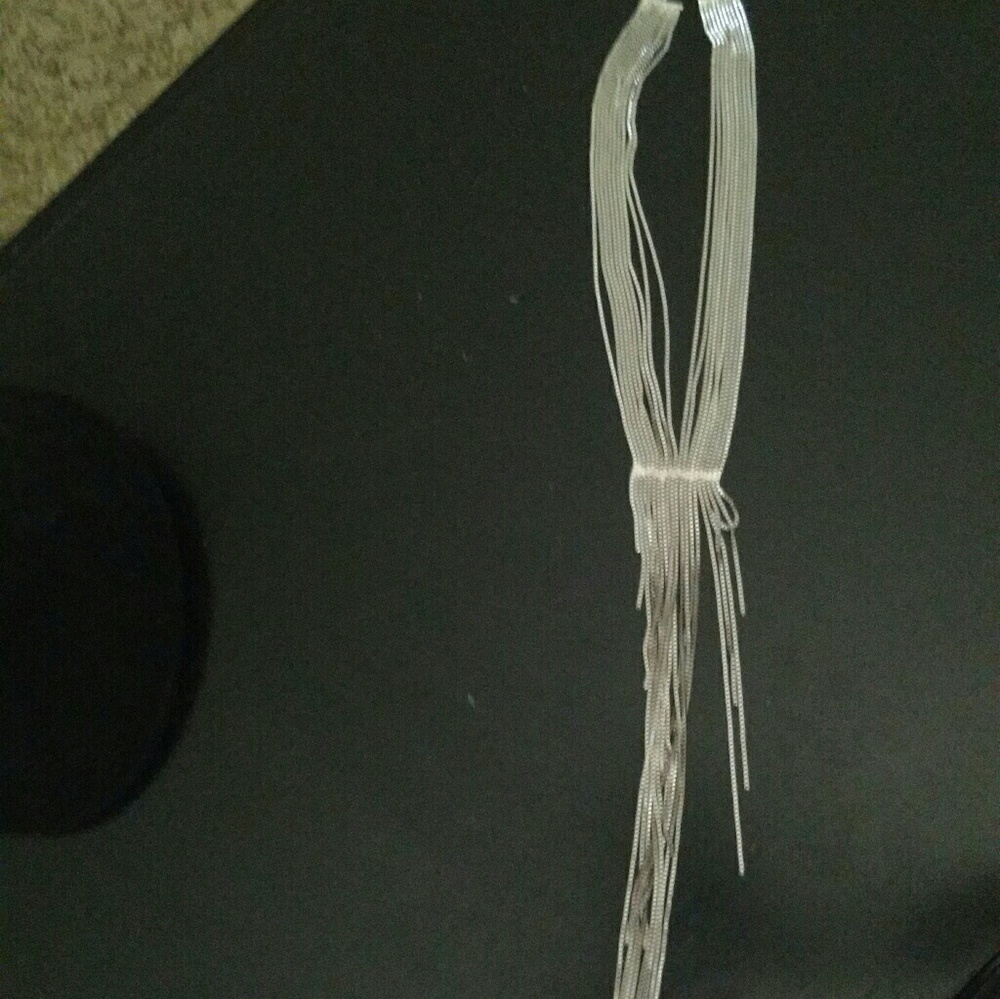 Long silver statement necklace