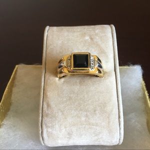 Men's Black Onyx and diamond ring